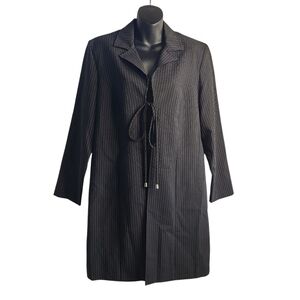 Vintage Suits Us Women's Black Stripes Tie Front Jacket Size 13/14